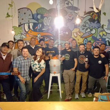 Maltose Falcons and Cerveceros Caseros Ensenada Brewers Posing After a successful brew day