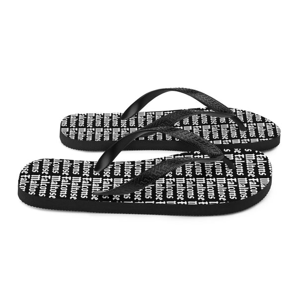 MF Text In Brick Pattern - White On Black Flip-Flops